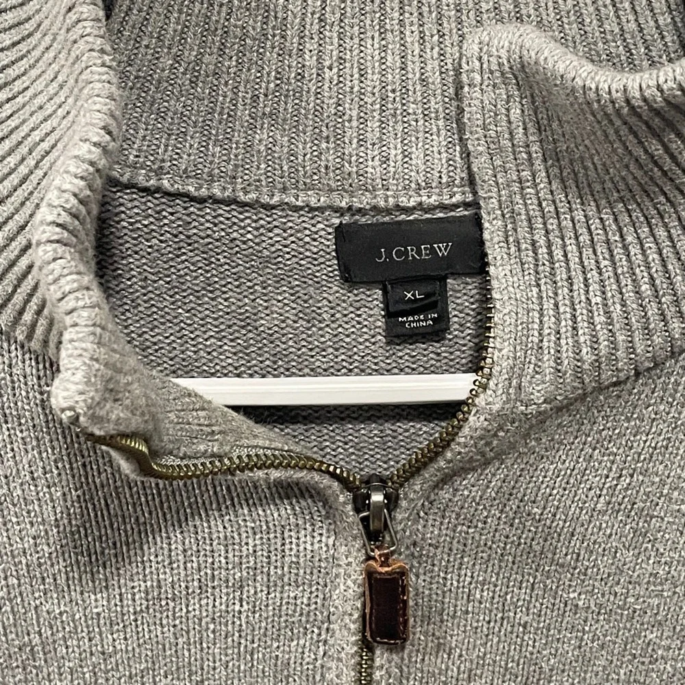 J Crew Mens Gray Cotton Cashmere Blend 1/4 Zip‎ Mock Neck Sweater XL